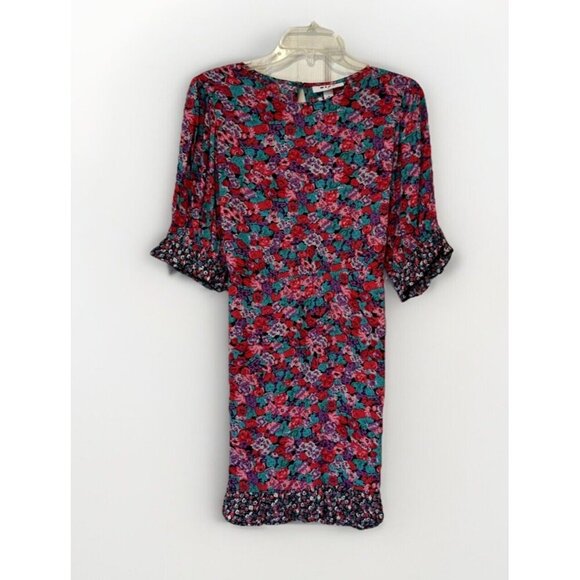 Rixo for Target Womens Dress 10 Ruffle Pink Floral Print Tie-Back‎ Mini Romantic - Picture 1 of 7